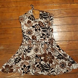 Womens Large, Tie-up around the neck, Floral Dress